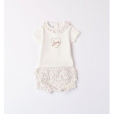 I DO σετ βρεφικό σορτς με μπλούζα 4.8147-0113 λευκό